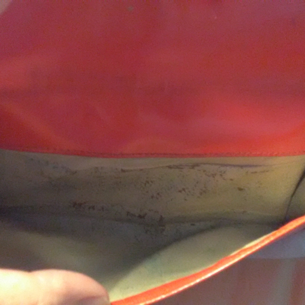 VINTAGE GUCCI WALLET ORANGE W/ SILVER METAL PATENT LEATHER. READ DESCRIPTION - Picture 11 of 14